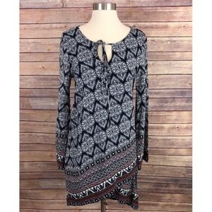 Francesca’s Alya Bell Sleeve Mixed Print Dress